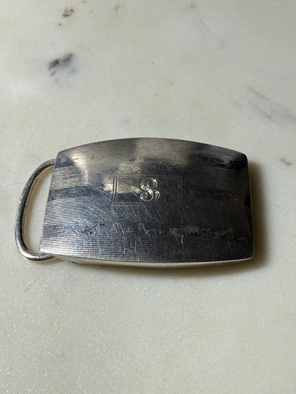 Men's Sterling Silver Rectangular Metal Belt Buckle - Polished Finish